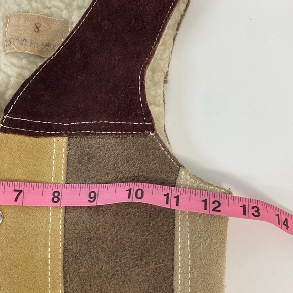 Vintage Suede Patchwork Vest Shearling Boys/Girls 8 - Picture 8 of 12